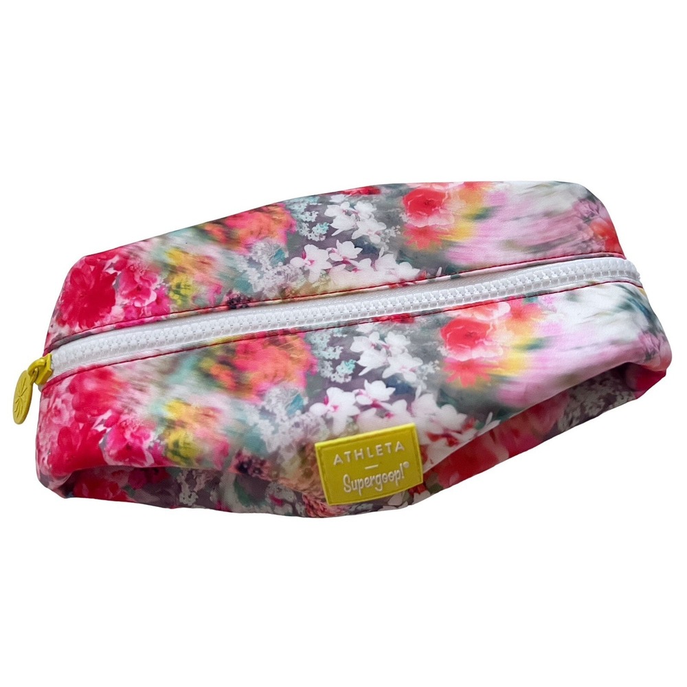 Athleta Supergoop Cosmetics Bag Floral Make-up Watercolor Travel Pouch